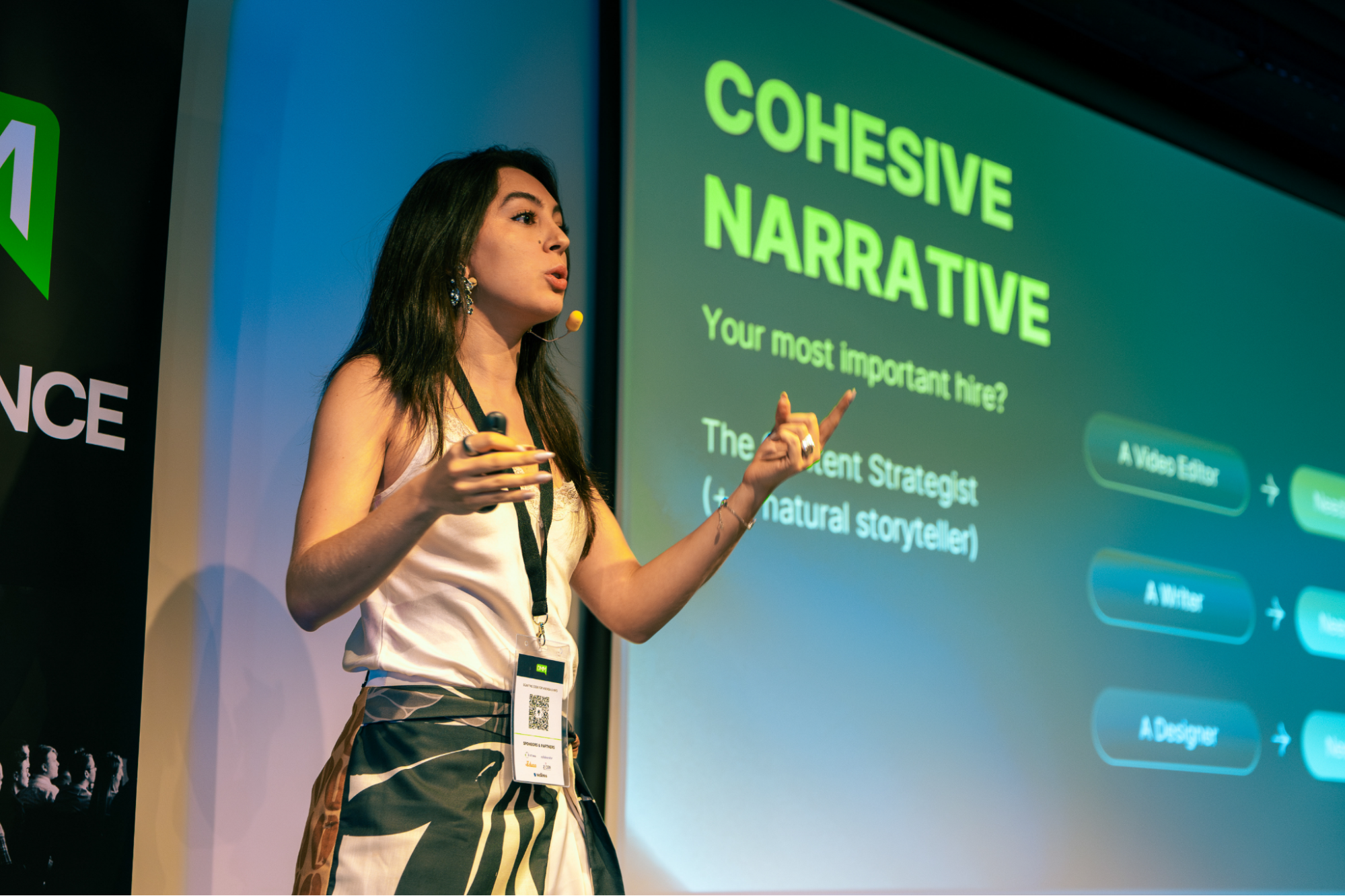 Diandra speaking on stage